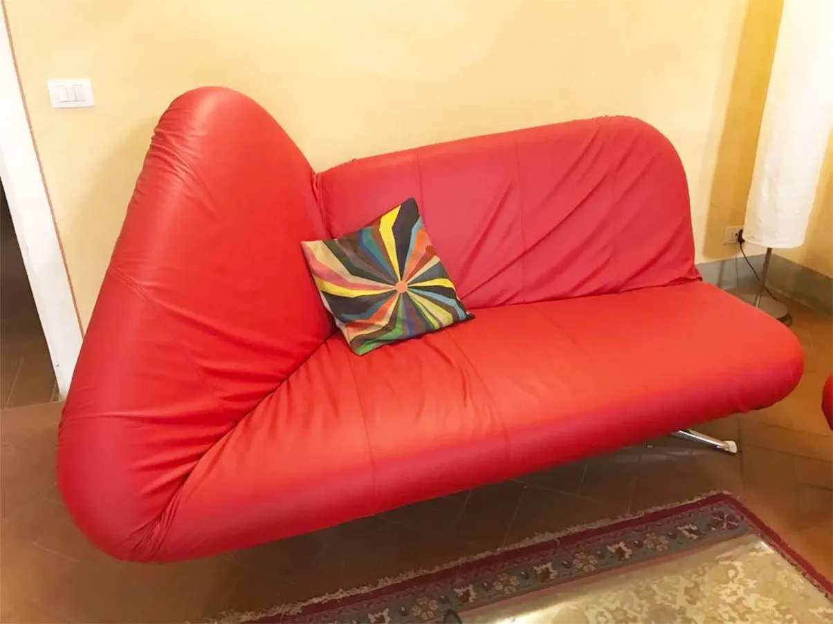 Set 2 divani letto Papillon pelle reclinabili (rosso) 1
