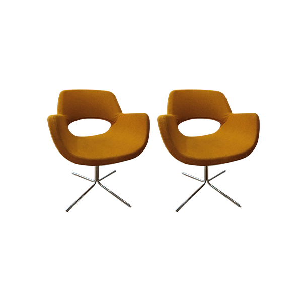 Set of 2 swivel armchairs in felt and metal, Het Anker image
