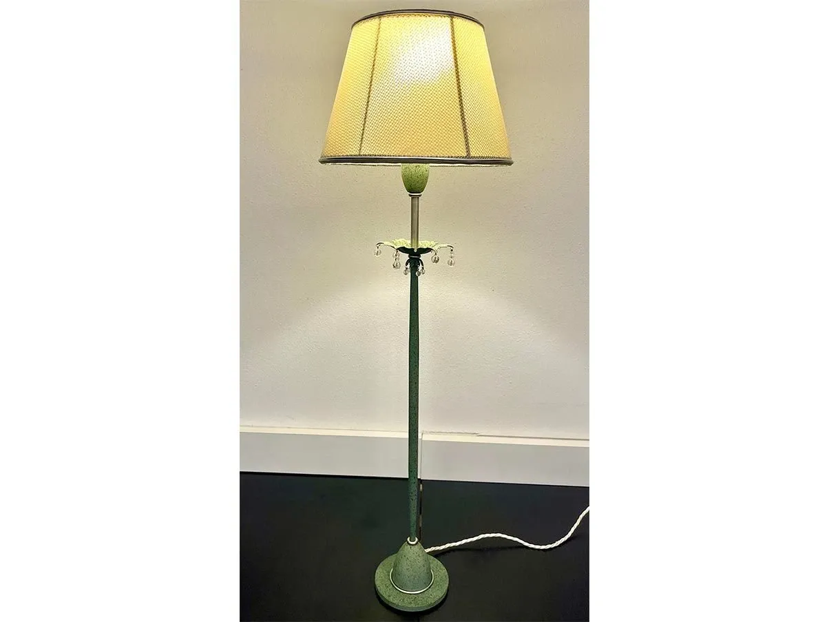 Lampada da tavolo in rete e seta (verde), Patrizia Garganti 1