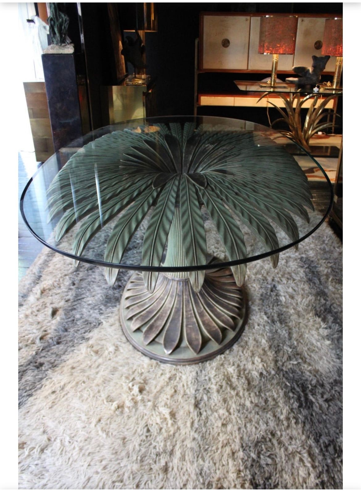 Marguerite oval dining table in walnut and tempered glass (60s), Main