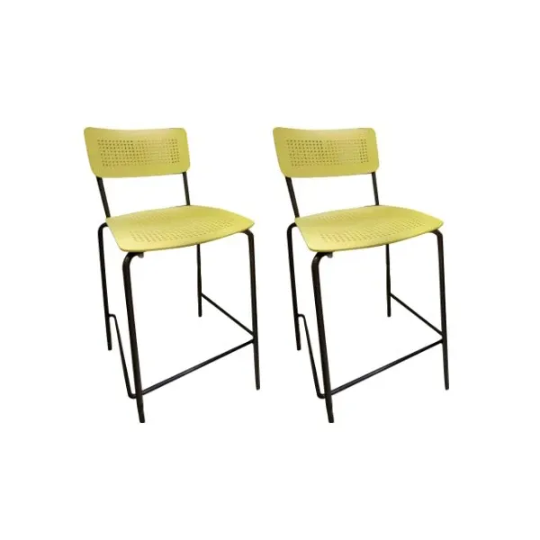 Set of 2 stackable stools in steel (yellow), Ingenia Casa image