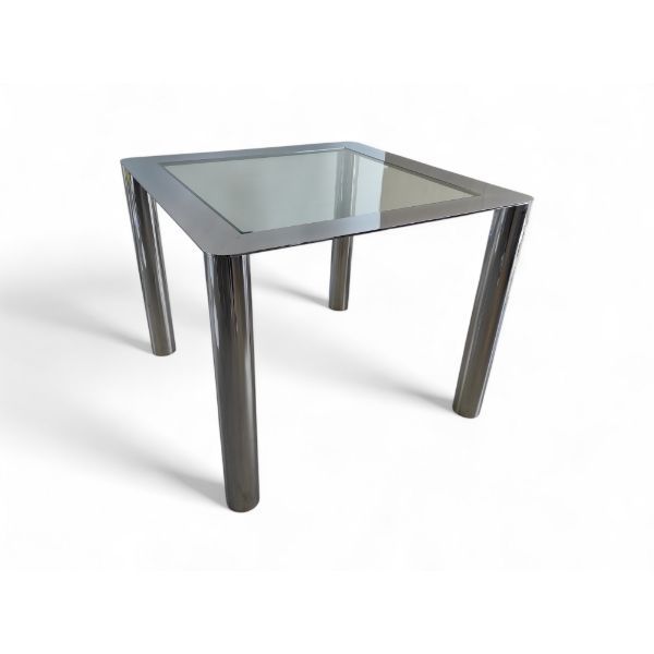 Chromed metal and glass table (1960s) image