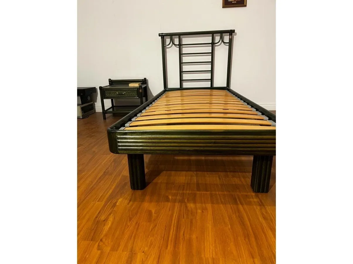 Rattan bed and nightstand set, Rattan Wood 8