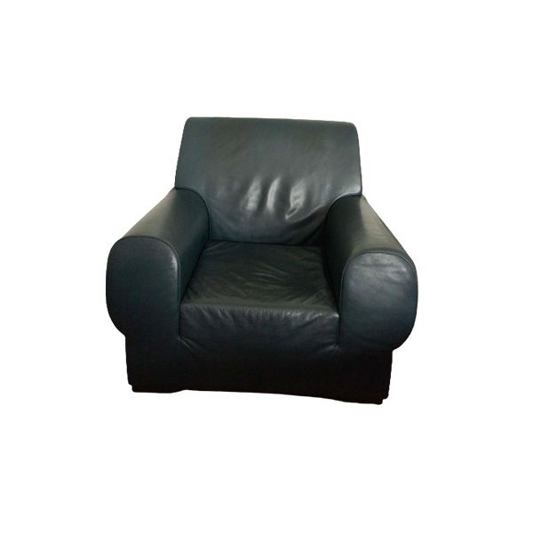 Armchair in blue leather, Armani Casa image