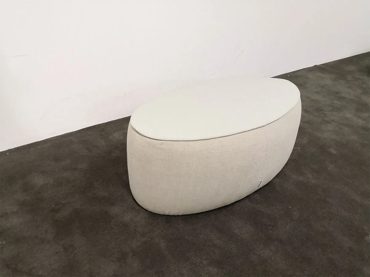 Pouf ovale Patrick in lino e cuoio (beige), Ivano Redaelli 5