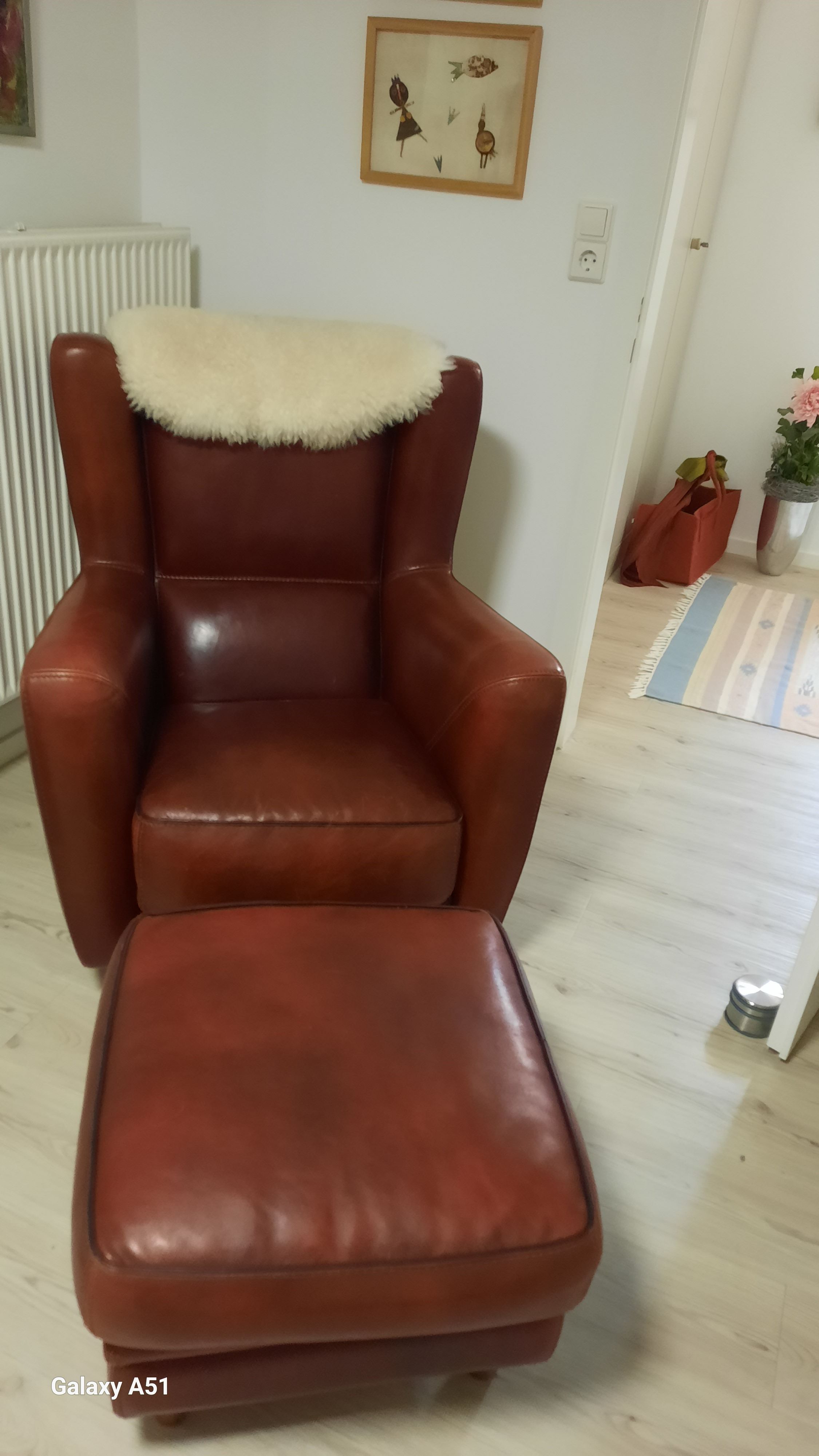 Vintage Chaise Longue aus bordeauxrotem Leder Details