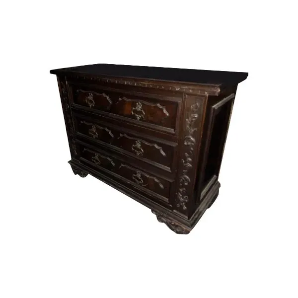 Vintage carved wooden chest of drawers (dark brown) image