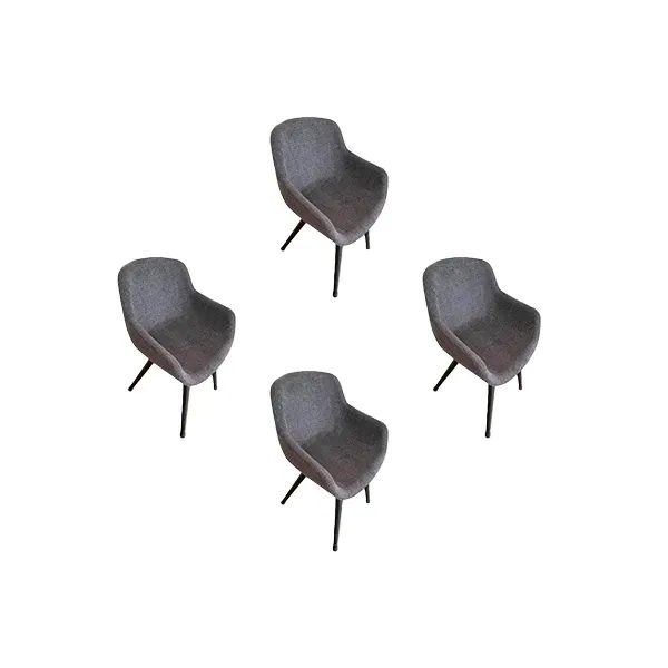 Set of 4 Igloo armchairs in wood and fabric (grey), Calligaris image
