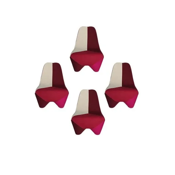 4er Set Binta Patchwork-Stoff Stühle (beige-rot) 2