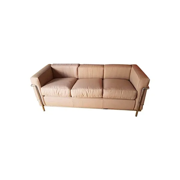 Image of Divano a 3 posti LC2 Le Corbusier in tessuto (beige), Cassina