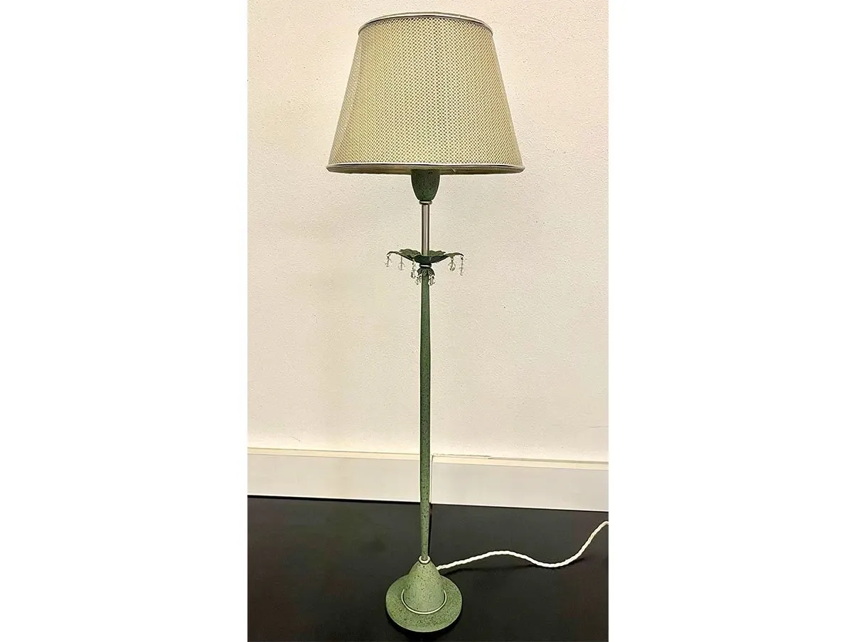Lampada da tavolo in rete e seta (verde), Patrizia Garganti 2