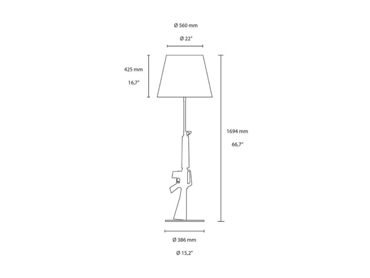Lampada da terra Gun di Philippe Starck, Flos Side