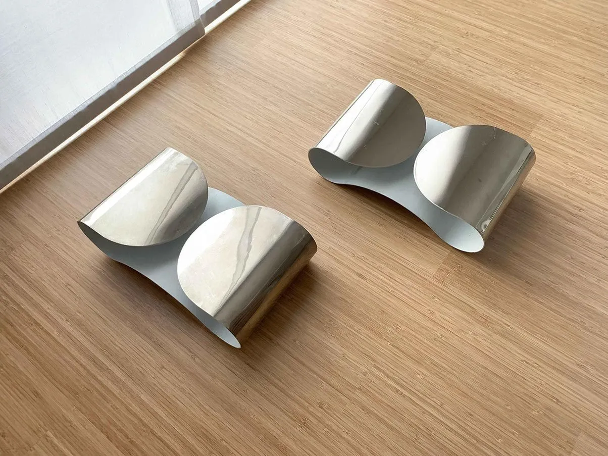 2er-Set Wandleuchten aus verchromtem Metall Foglio 4