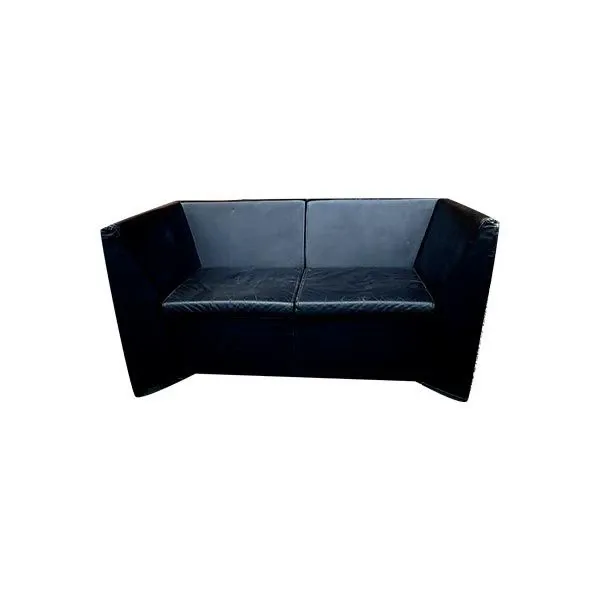 2 seater sofa in black leather, Tecno image