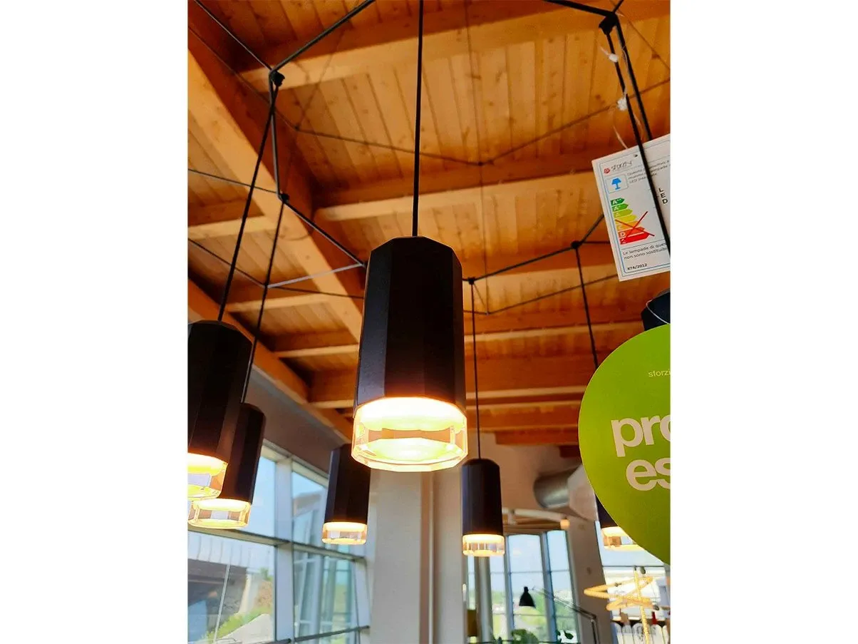 Lampada a sospensione Wireflow oct in alluminio (nero), Vibia 