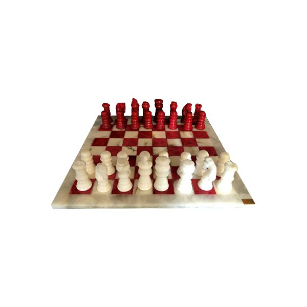 Vintage red and white alabaster chessboard (1970s) image