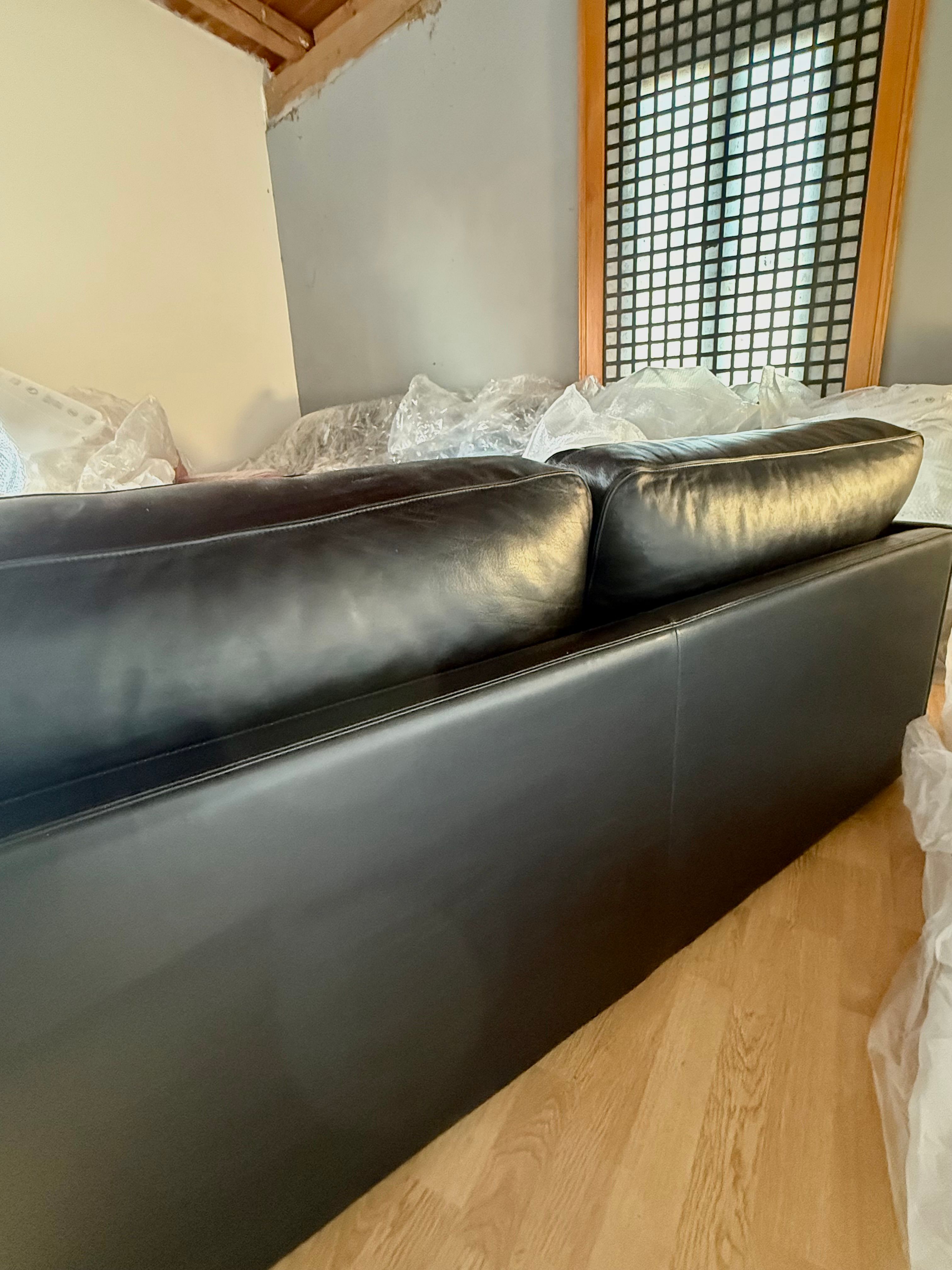 Divano 2 posti in pelle nera di Tito Agnoli Optional7