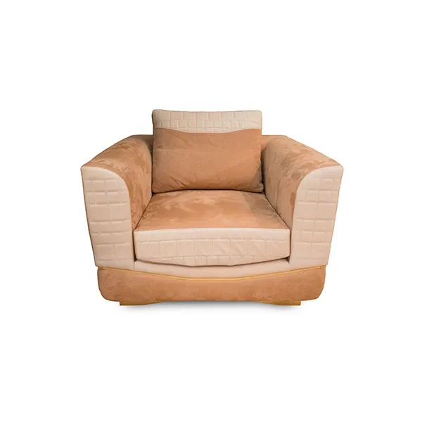 Real armchair in solid wood and Nubuck (cream), Anacleto Mariani image