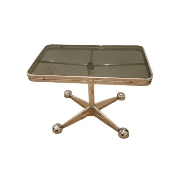 Steel and glass table with wheels, Allegri Parma image