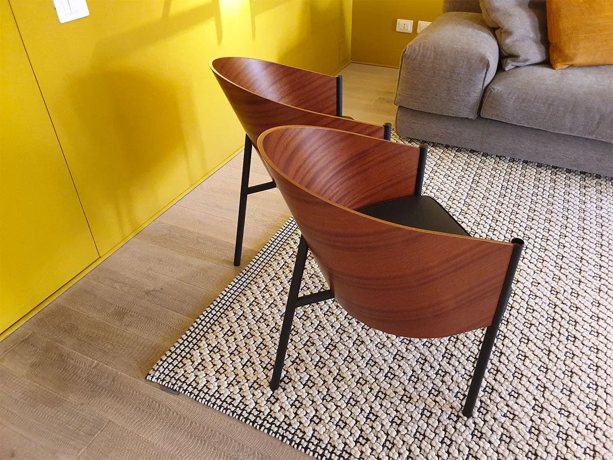 Costes chair in curved mahogany wood and leather (black), Driade 4