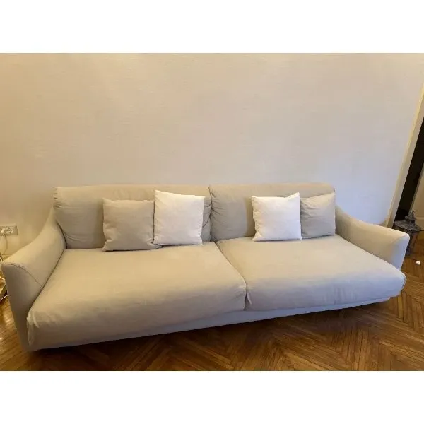 4-seater sofa in pure linen with removable cover, FOX image