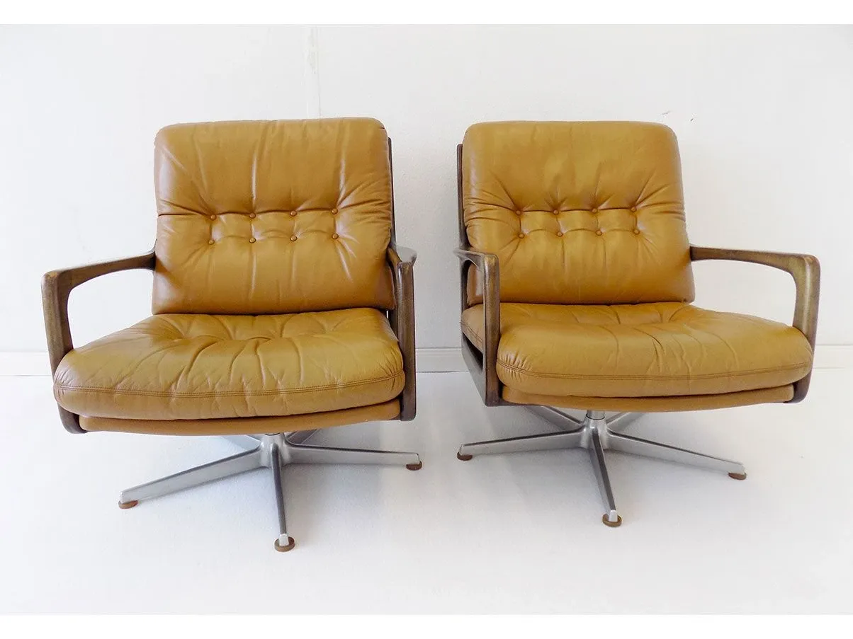 2er Set Ledersessel von Eugen Schmidt (braun) 2