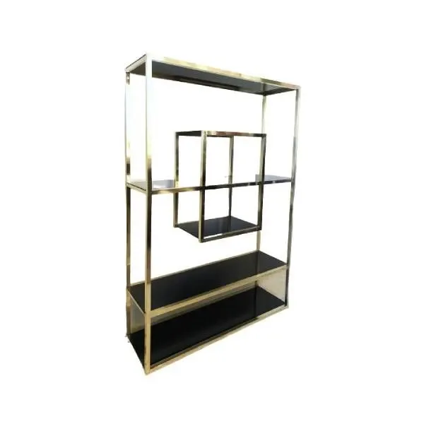 Vintage glass and brass bookcase (1970s), image