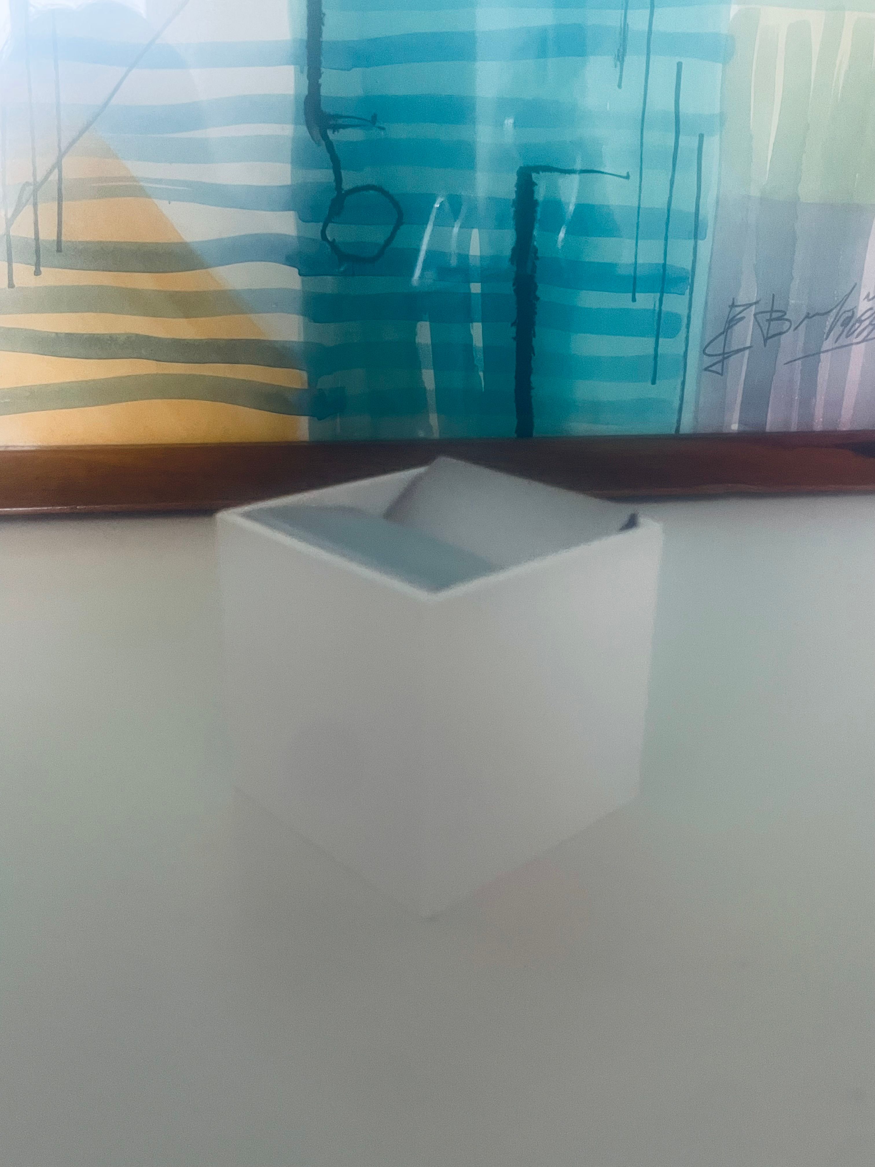 Bruno Munari Aluminum Cube Ashtray Front