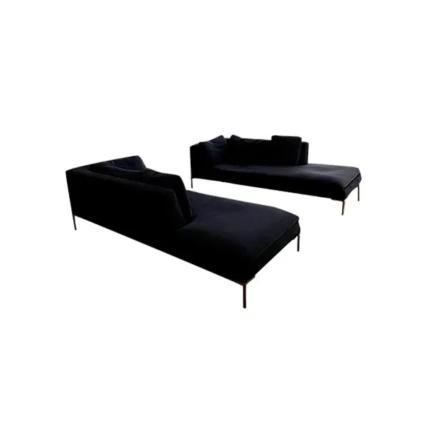 Set of 2 Charles sofas in fabric with cushions (blue), B&B Italia 3