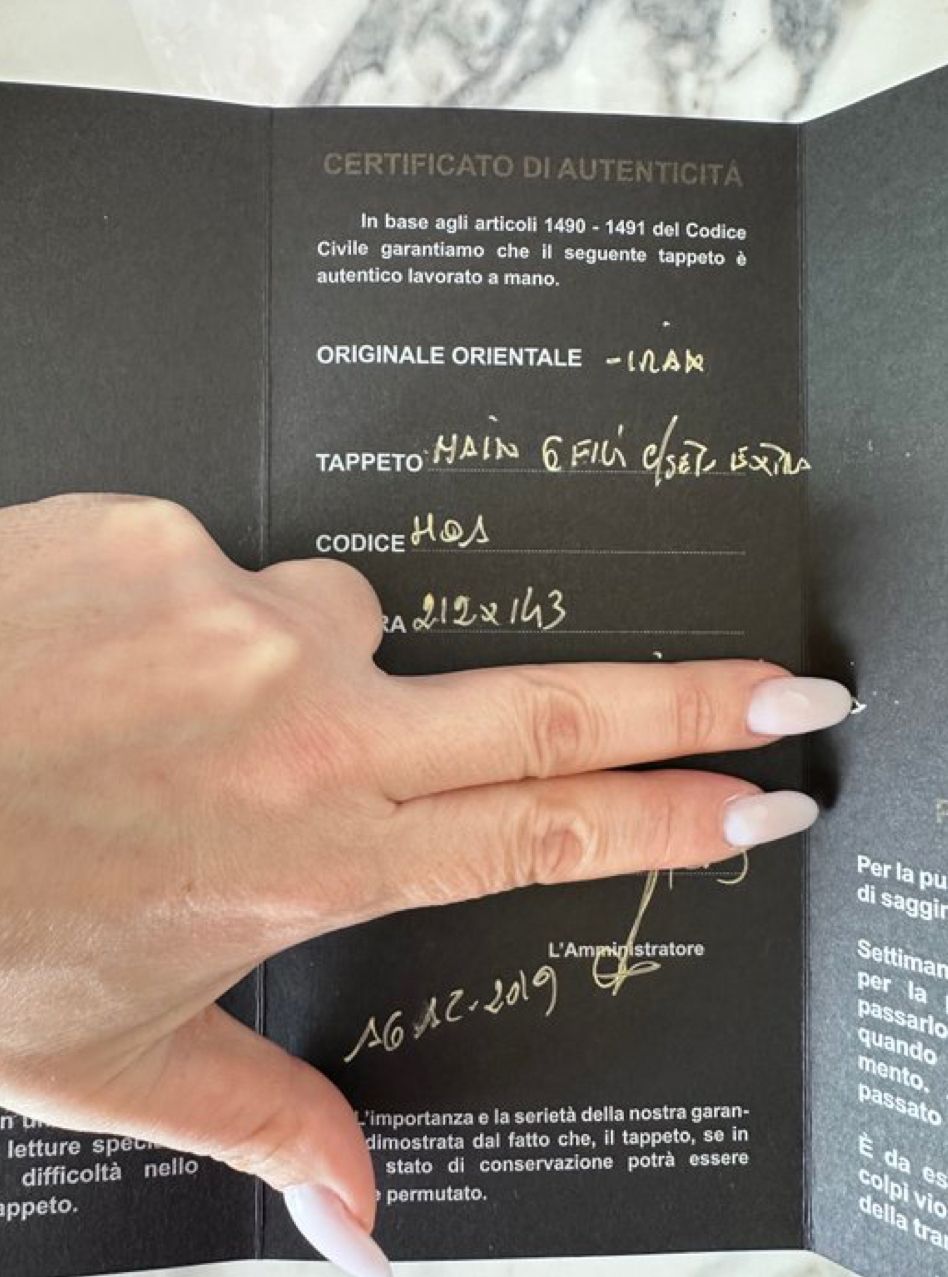 Tappeto persiano Nain in seta su cotone Brand