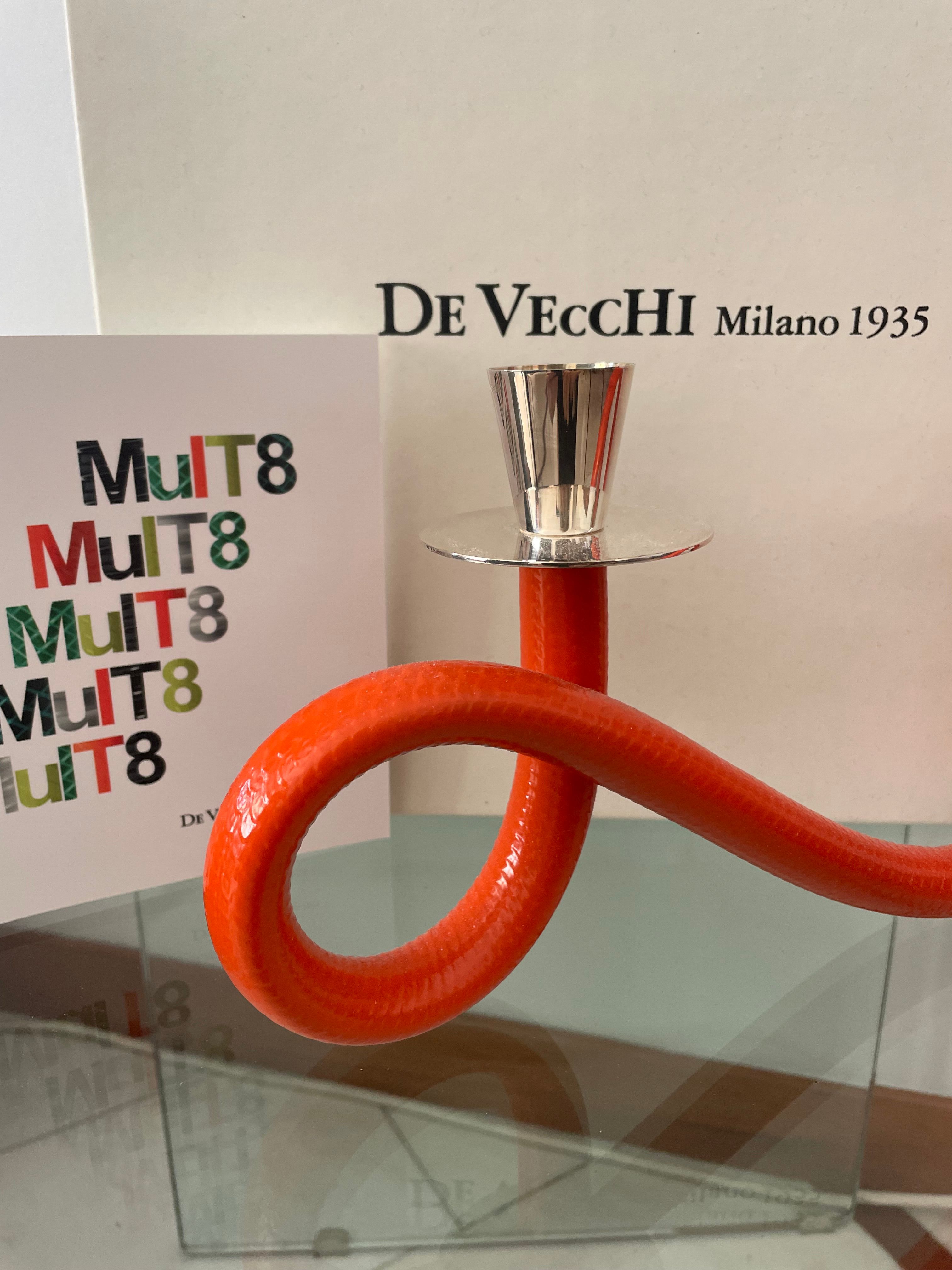 Candeliere MulT8 in argento e pvc arancione, De Vecchi Brand