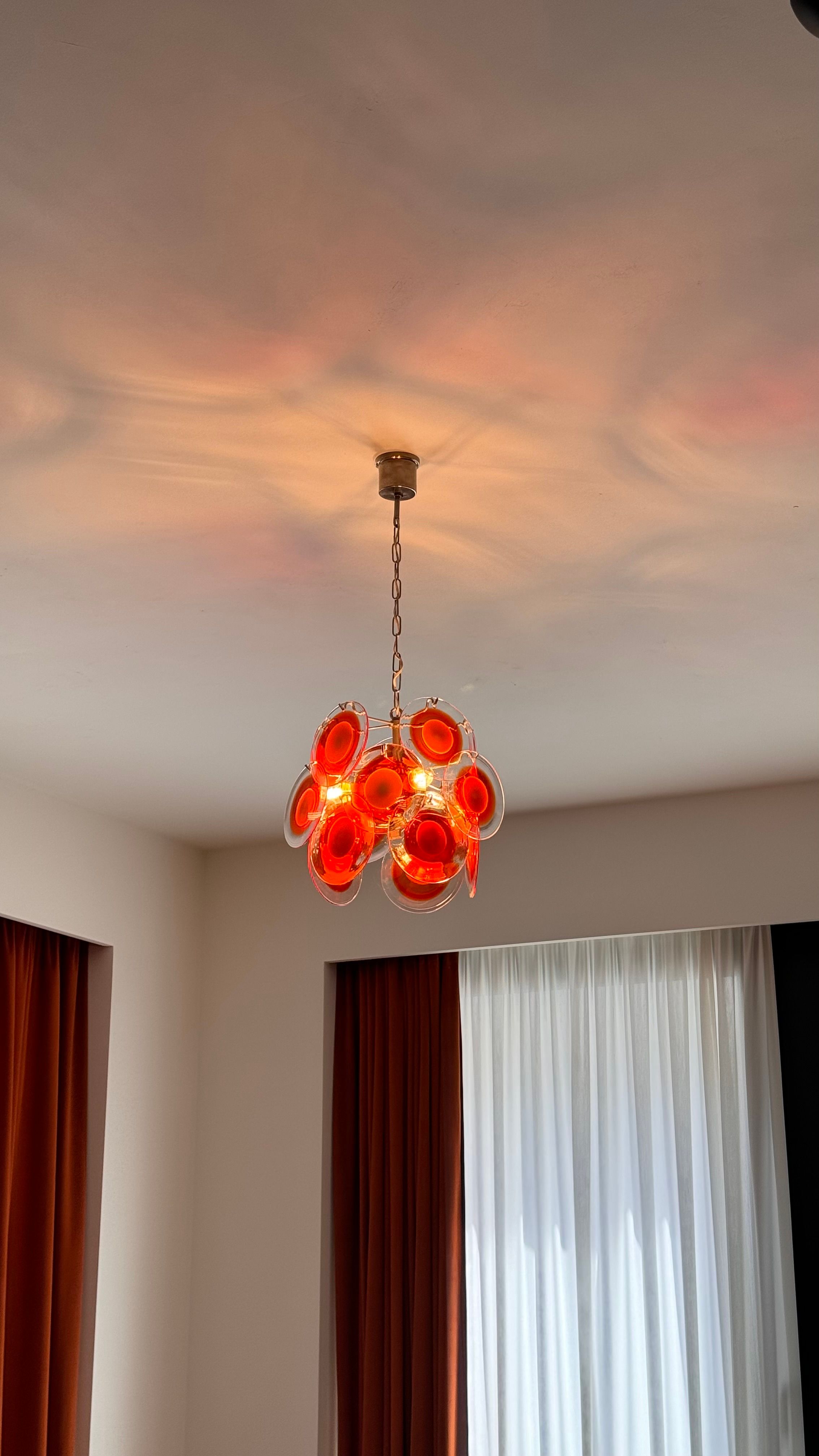 Vintage Orange Murano Glass Chandelier (1970s) Brand