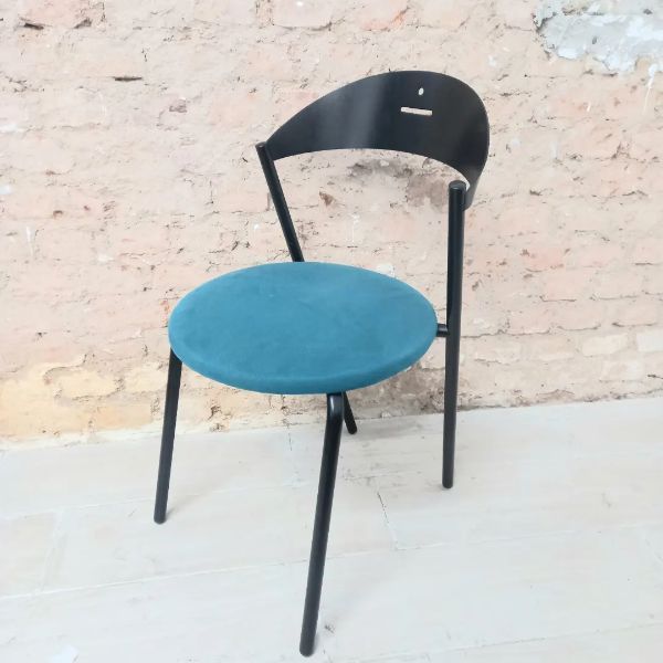 Postmodern chair with velvet seat (1980s), Flyline  image