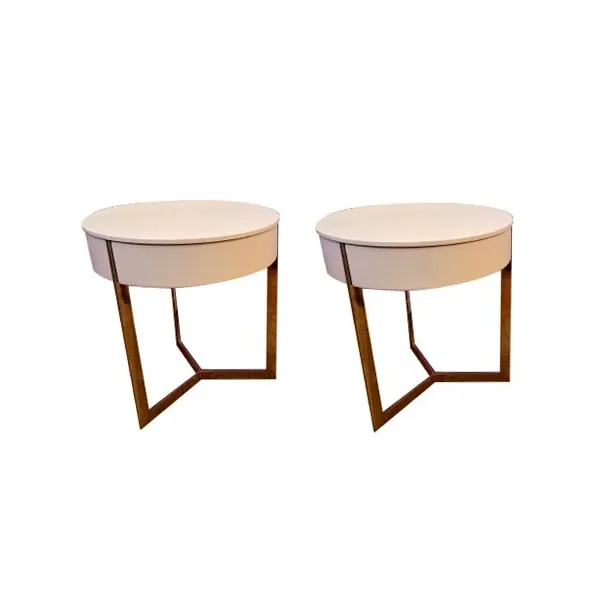 Set of 2 Sign bedside tables in metal and lacquered wood (white), Lema 