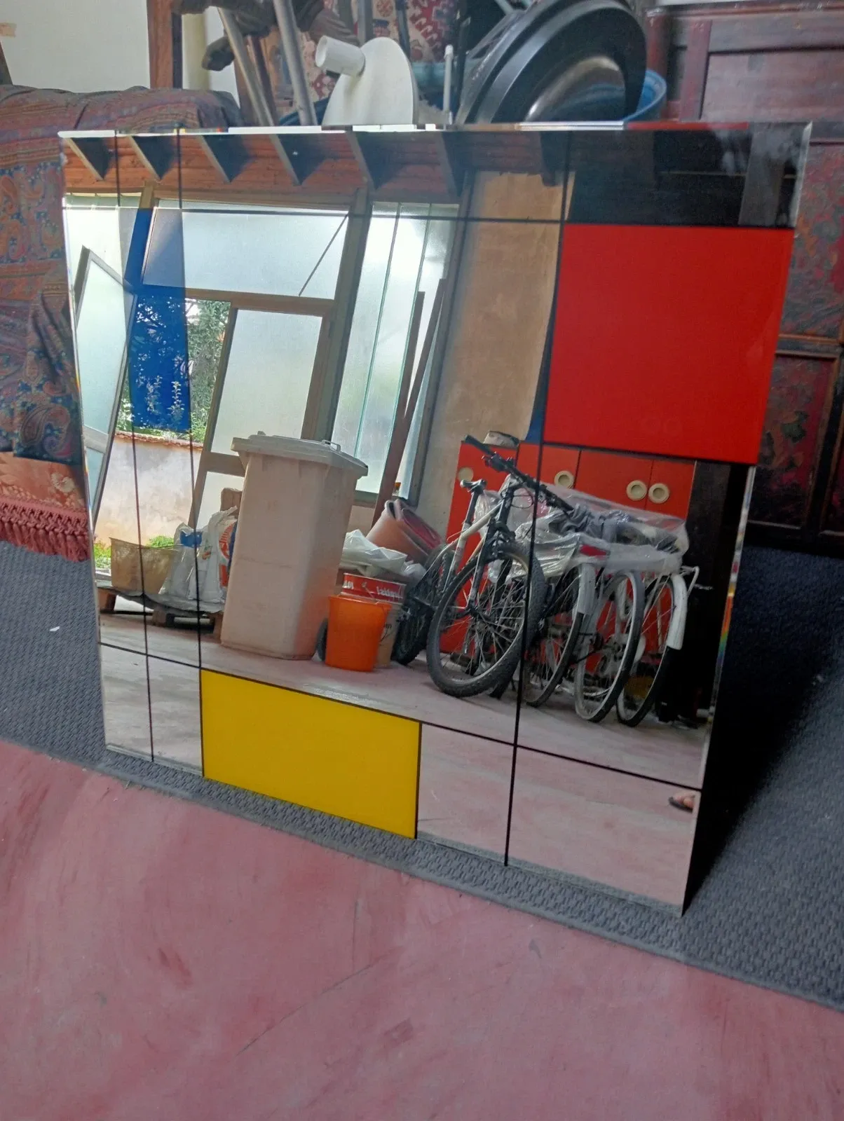 Specchio Mondrian multicolore (anni '80) Brand
