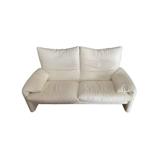 Maralunga iconic 2 seater sofa in leather (white), Cassina image