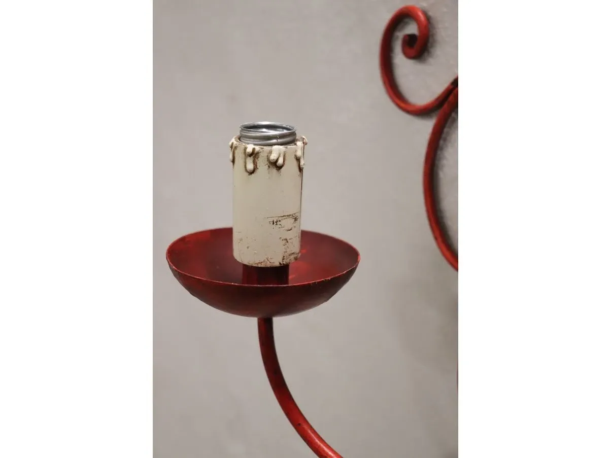 Applique vintage in ferro laccato rosso (anni '30) 7