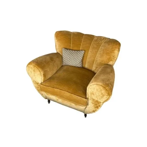 Vintage ocher linen velvet armchair (1950s), image