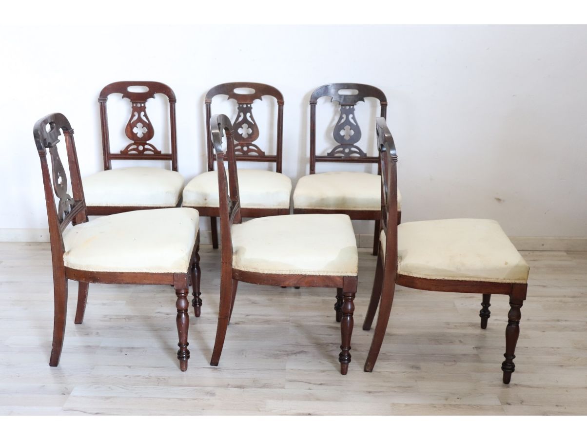 Set di 5 sedie da pranzo vintage in palissandro con imbottitura