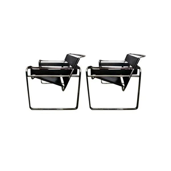 Set 2 poltrone Wassily di Marcel Breuer in cuoio, Gavina image