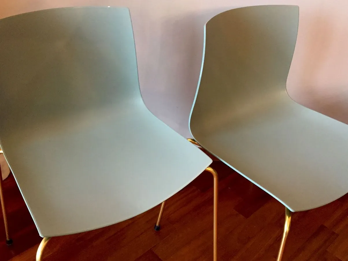 Set 2 chairs Catifa 46 polypropylene and brass (light blue), Arper 