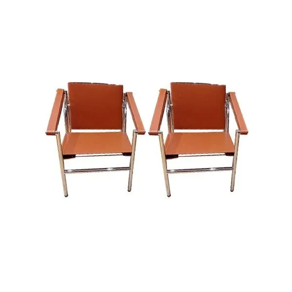 Set of 2 LC1 chairs in cognac leather, Alivar image