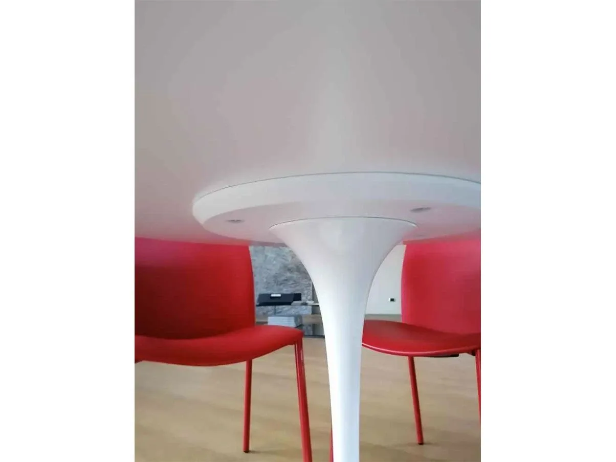 Tavolo Tulip rotondo con piano in laminato (bianco) 2