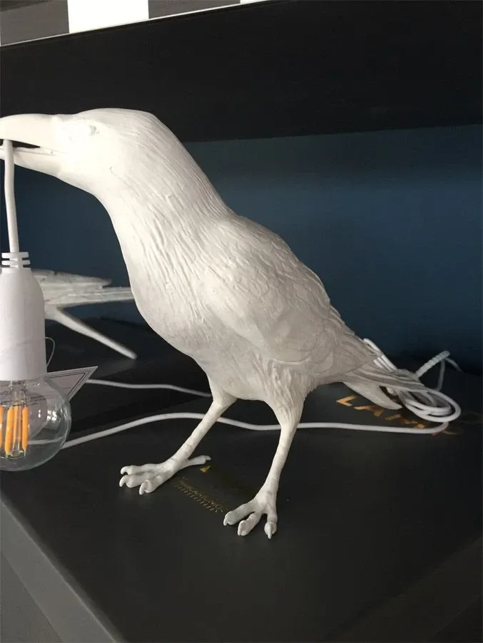 Bird Lamp White Waiting 2