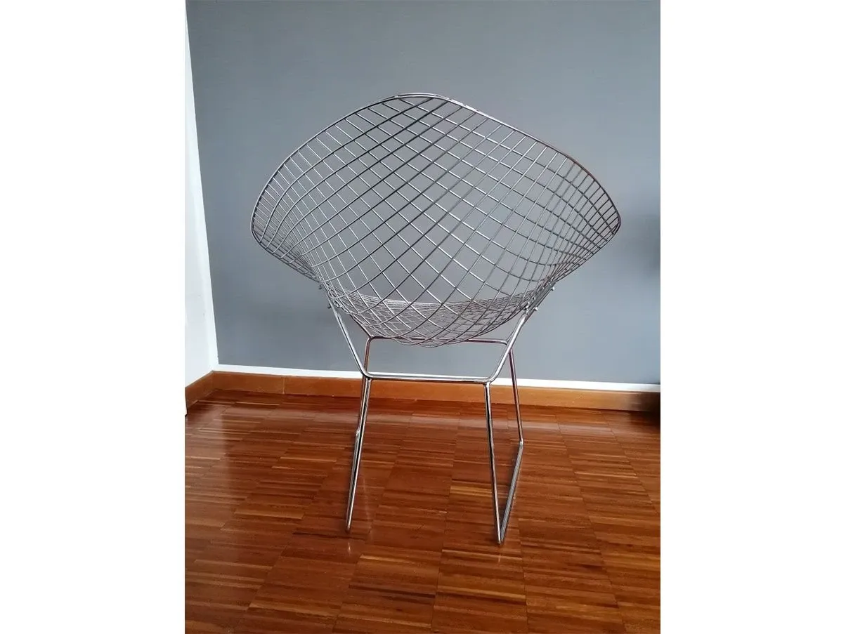 Sedia Diamond con struttura in filo acciaio cromato, Alivar 6