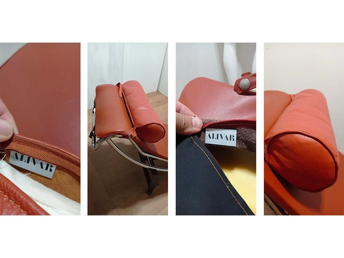 Chaise longue LC4 in pelle Cognac di Le Corbusier, Alivar 7