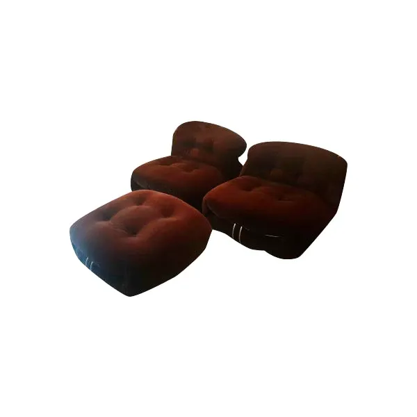 Set 2 poltrone e pouf Soriana (marrone), Cassina 4