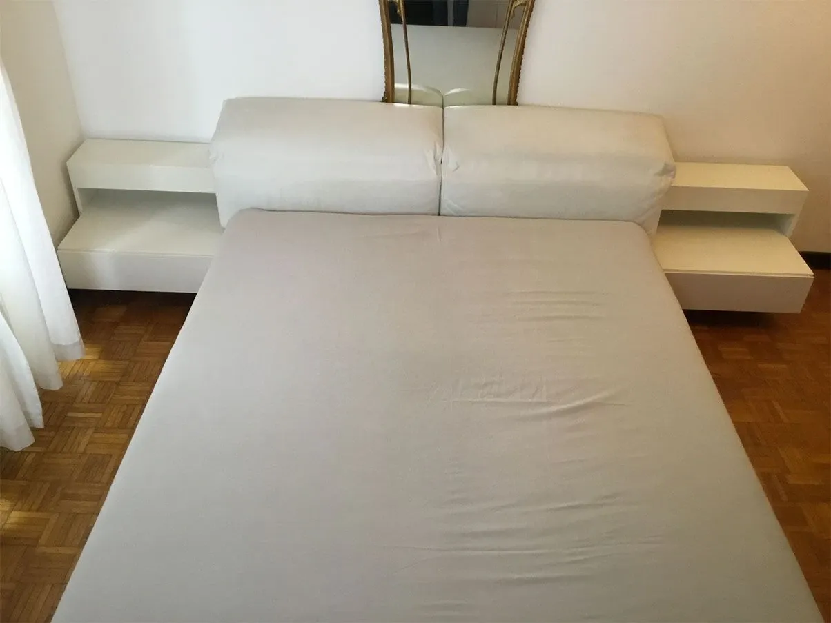 Bridge double bed with bedside tables (white) 