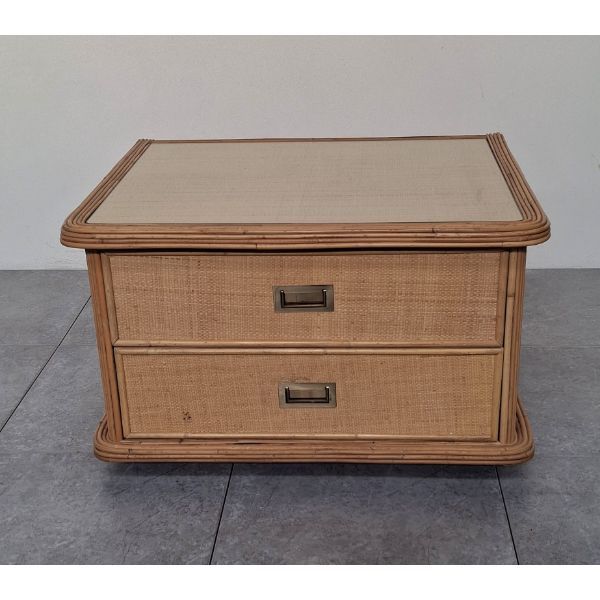 Vintage Rattan and Wicker Nightstand (70s), Vivai del Sud image