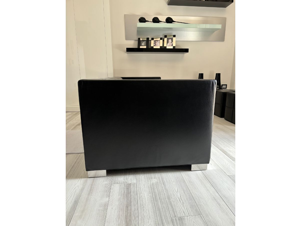 3-seater sofa in black eco-leather, Minotti Side